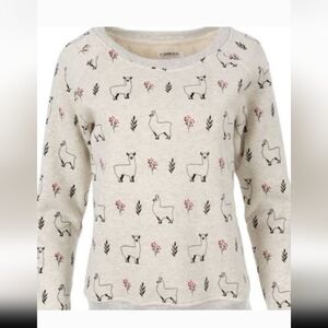 Whimsical Cream Llama Pattern Sweater